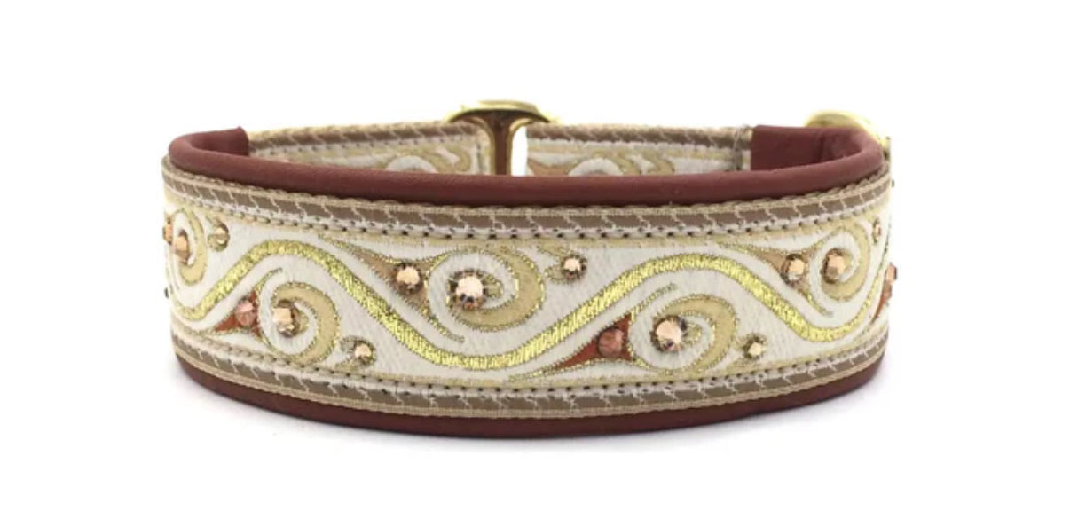 1" Ivory and Rust Waves Luxe Limited Slip Collar