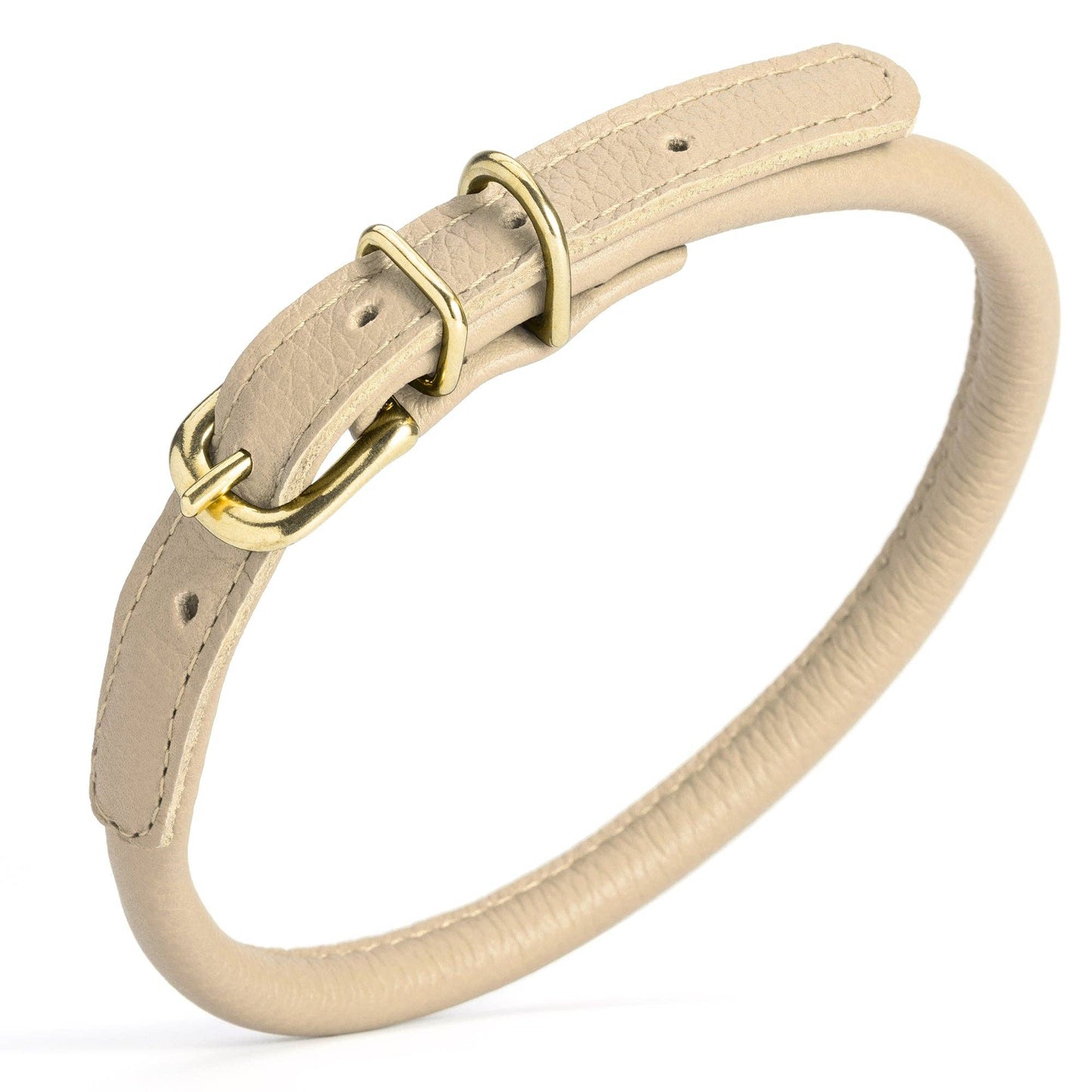 Soft Rolled Leather Dog Collar with Brass Hardware: Black / 10-13" / 1/3"