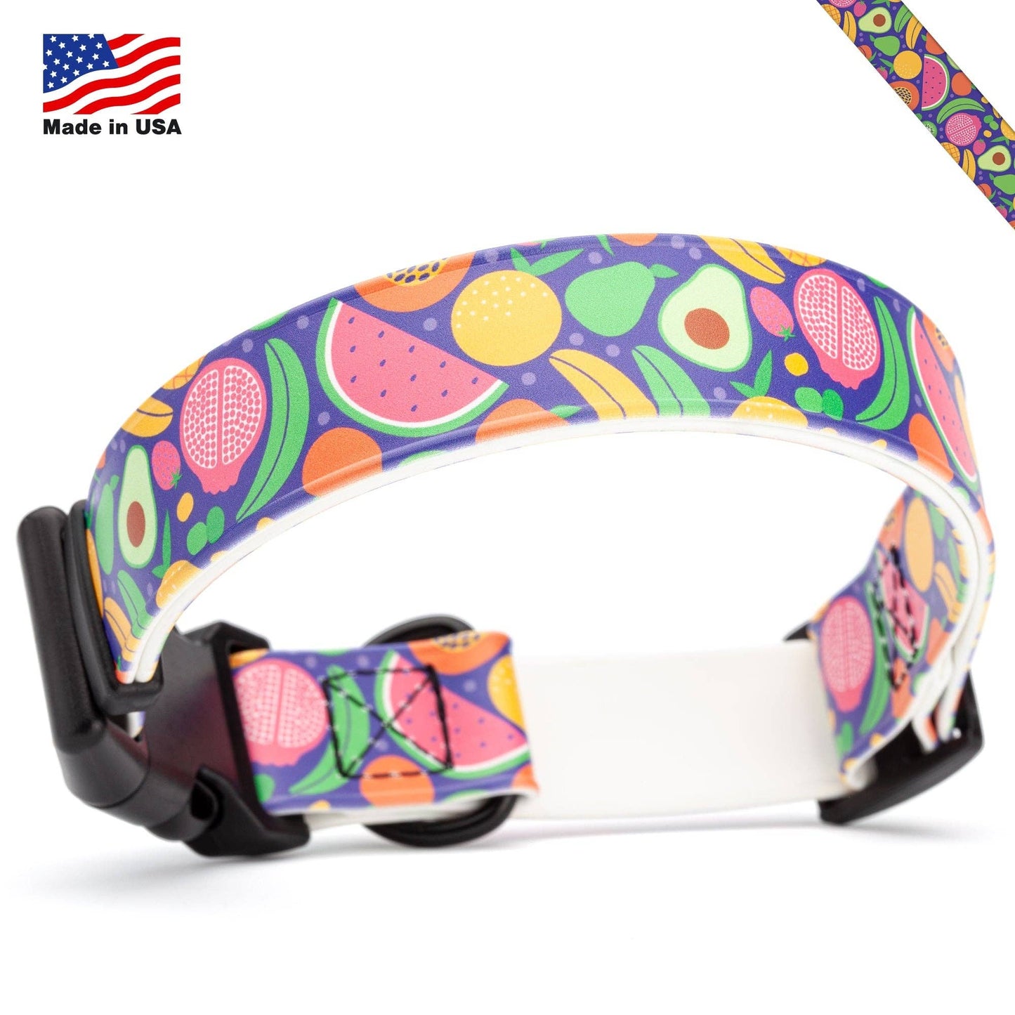 Dogline Biothane Printed Dog Collar with Quick Release Buckle: Sunflowers / 1"W by 15-23"L