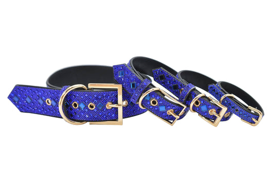 Royal Blue Rhinestone Dog Collar: Large