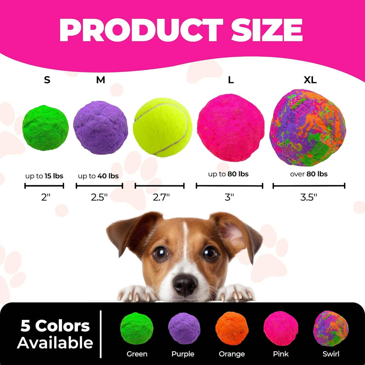 WUNDERball Large Dog Toy Refill – 12 Pack: Swirls