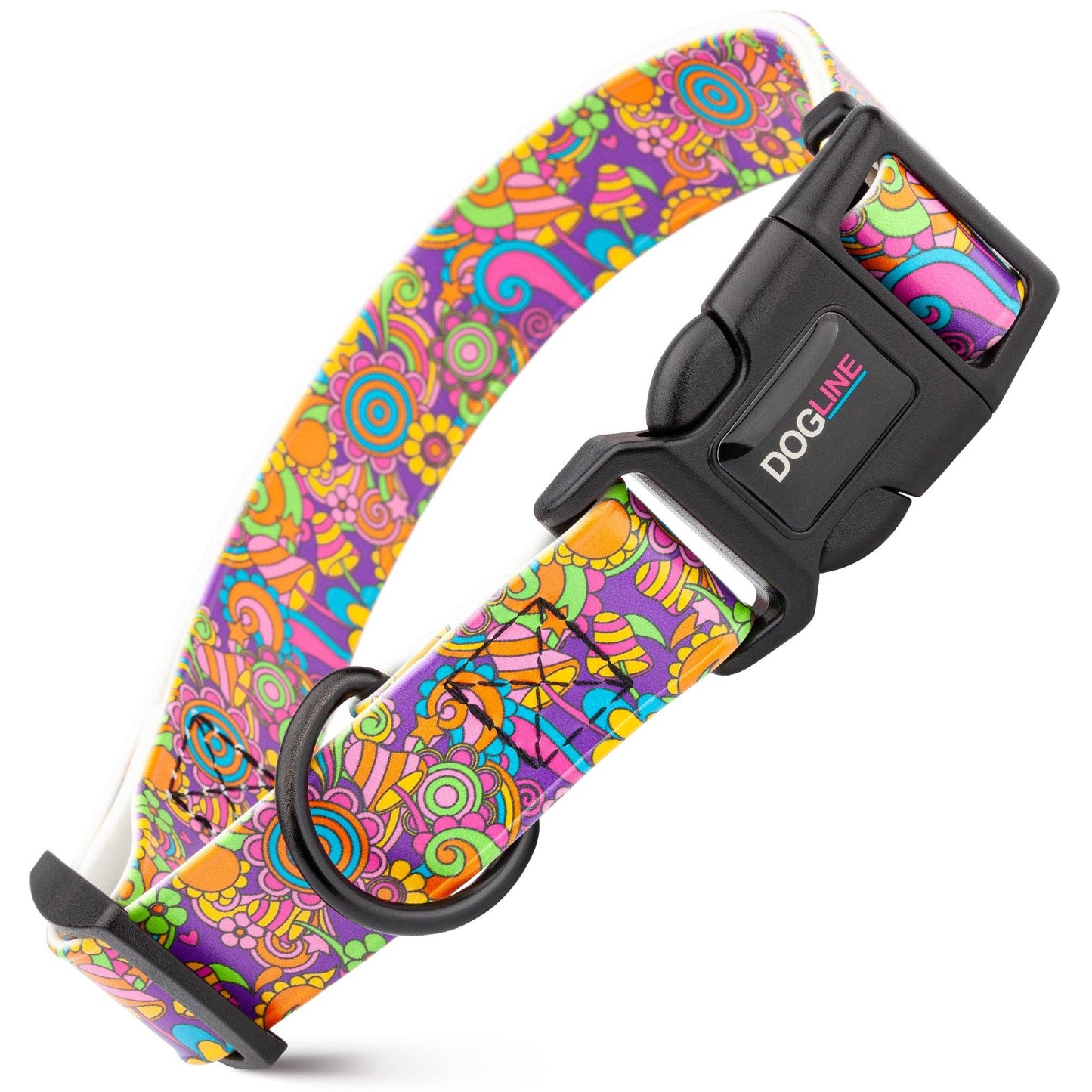 Dogline Biothane Printed Dog Collar with Quick Release Buckle: Bottoms Up / W 3/4"  L 12"-19"