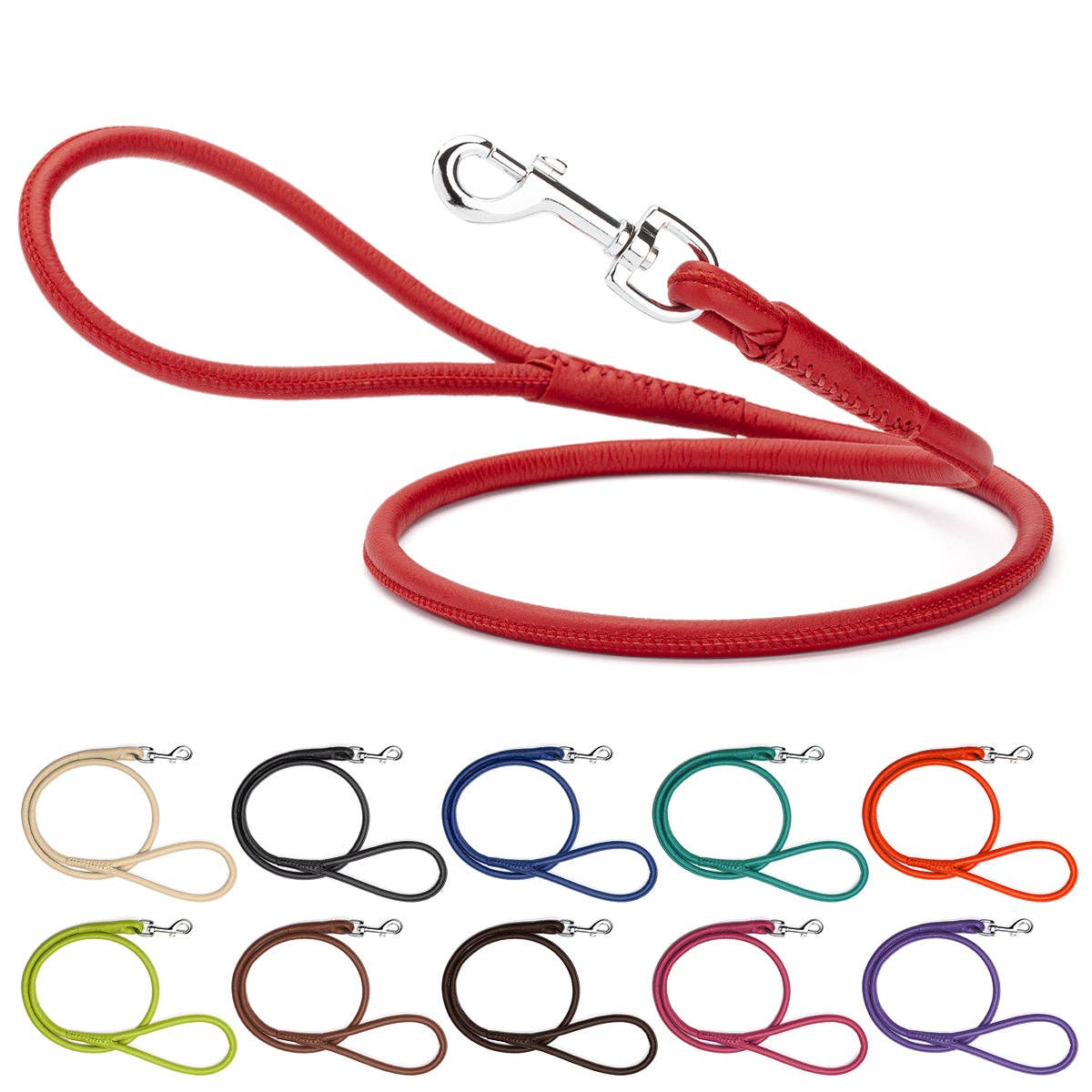 Soft Leather Round Lead: Royal Blue / 4' / 1/4"