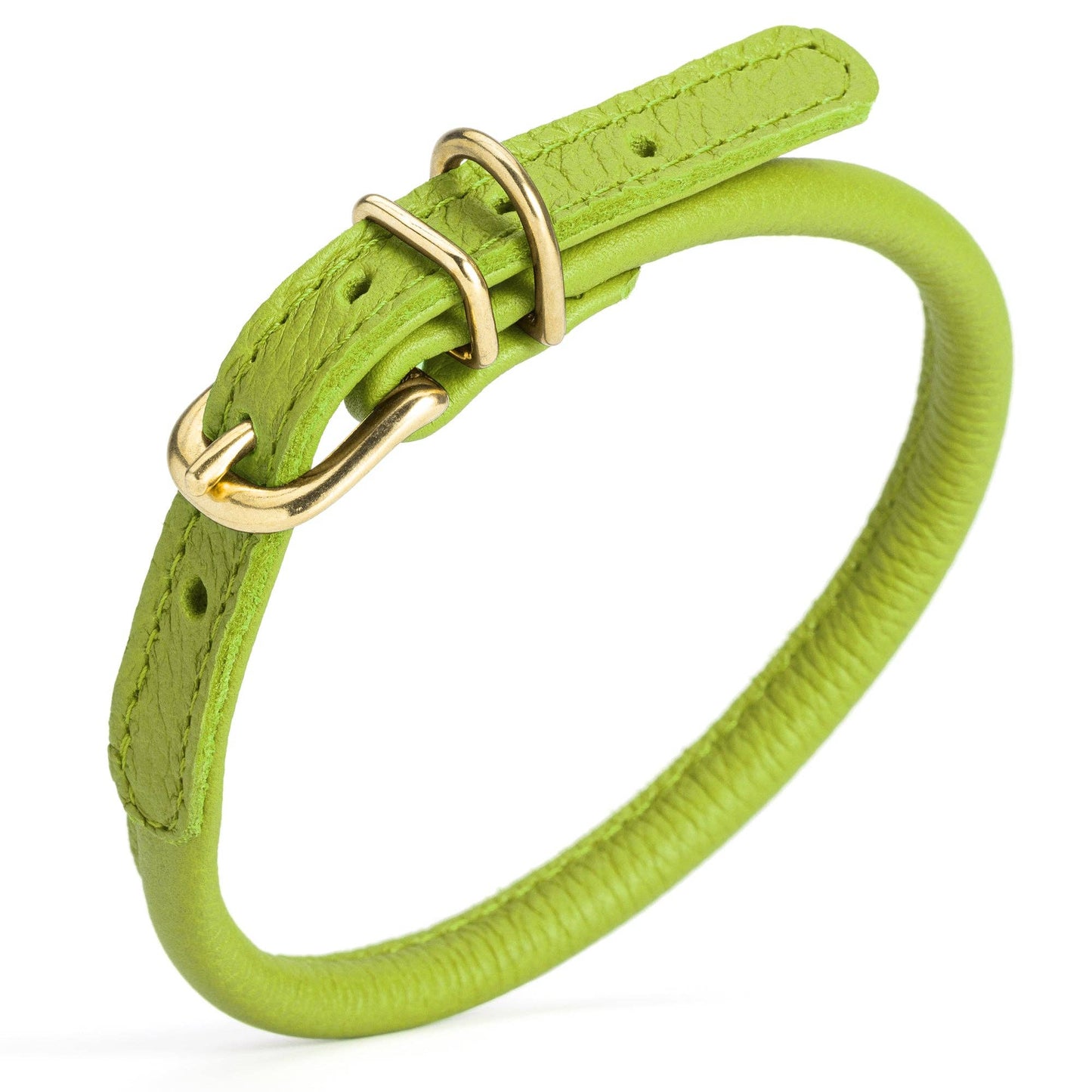 Soft Rolled Leather Dog Collar with Brass Hardware: Teal / 10-13" / 1/3"