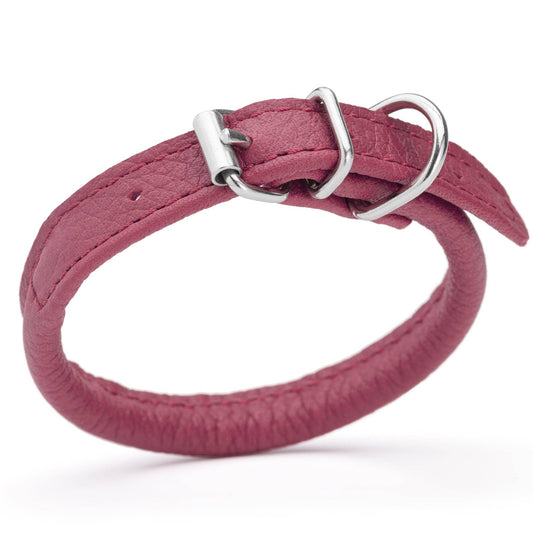 Soft Leather Collar Round: Pink / 8-10" / 1/4"