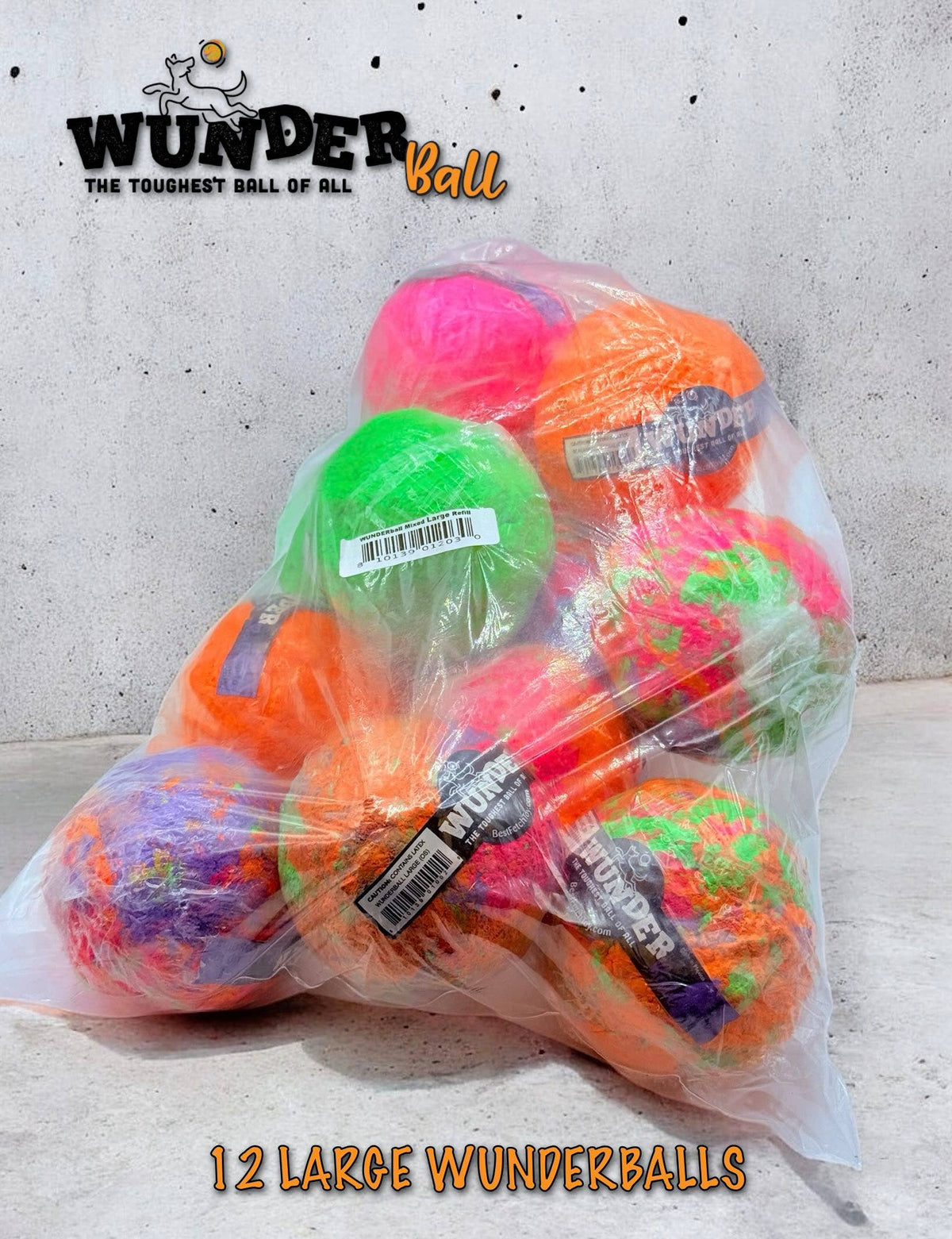WUNDERball Large Dog Toy Refill – 12 Pack: Swirls