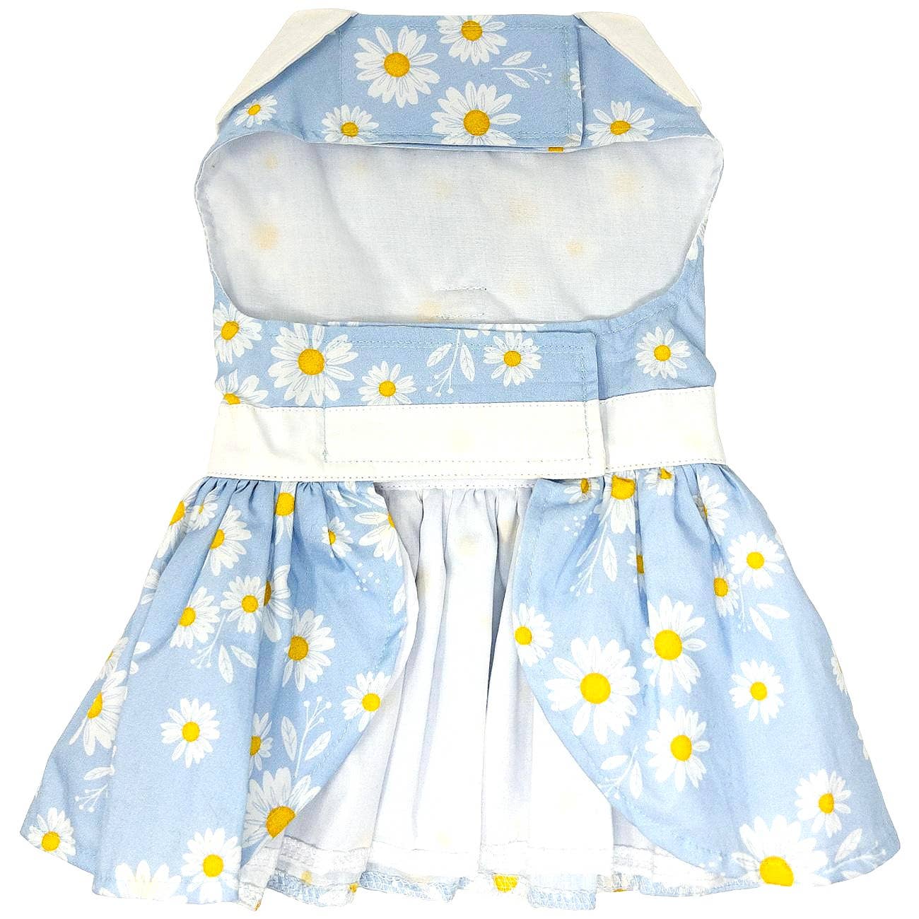 Blue Daisy Dog Dress w/ Matching Leash: Small