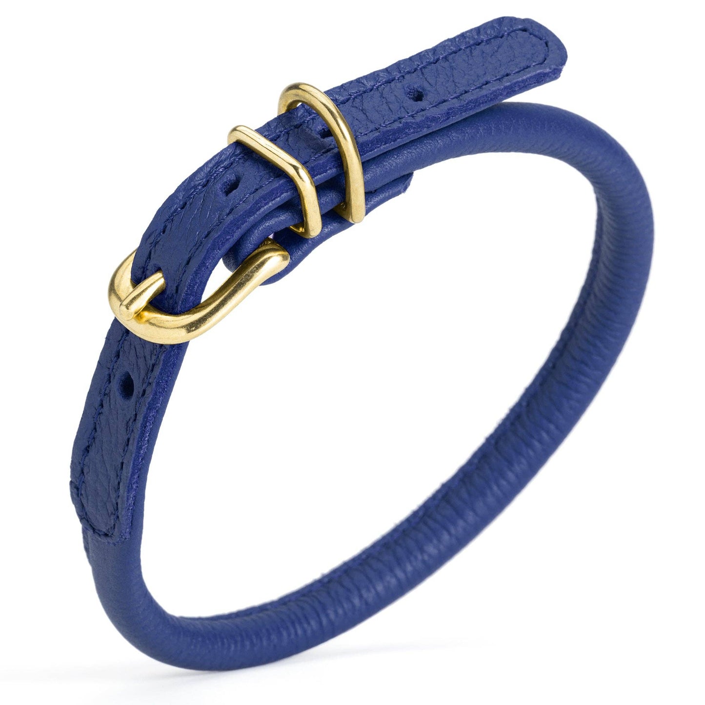 Soft Rolled Leather Dog Collar with Brass Hardware: Pink / 13-16" / 1/3"
