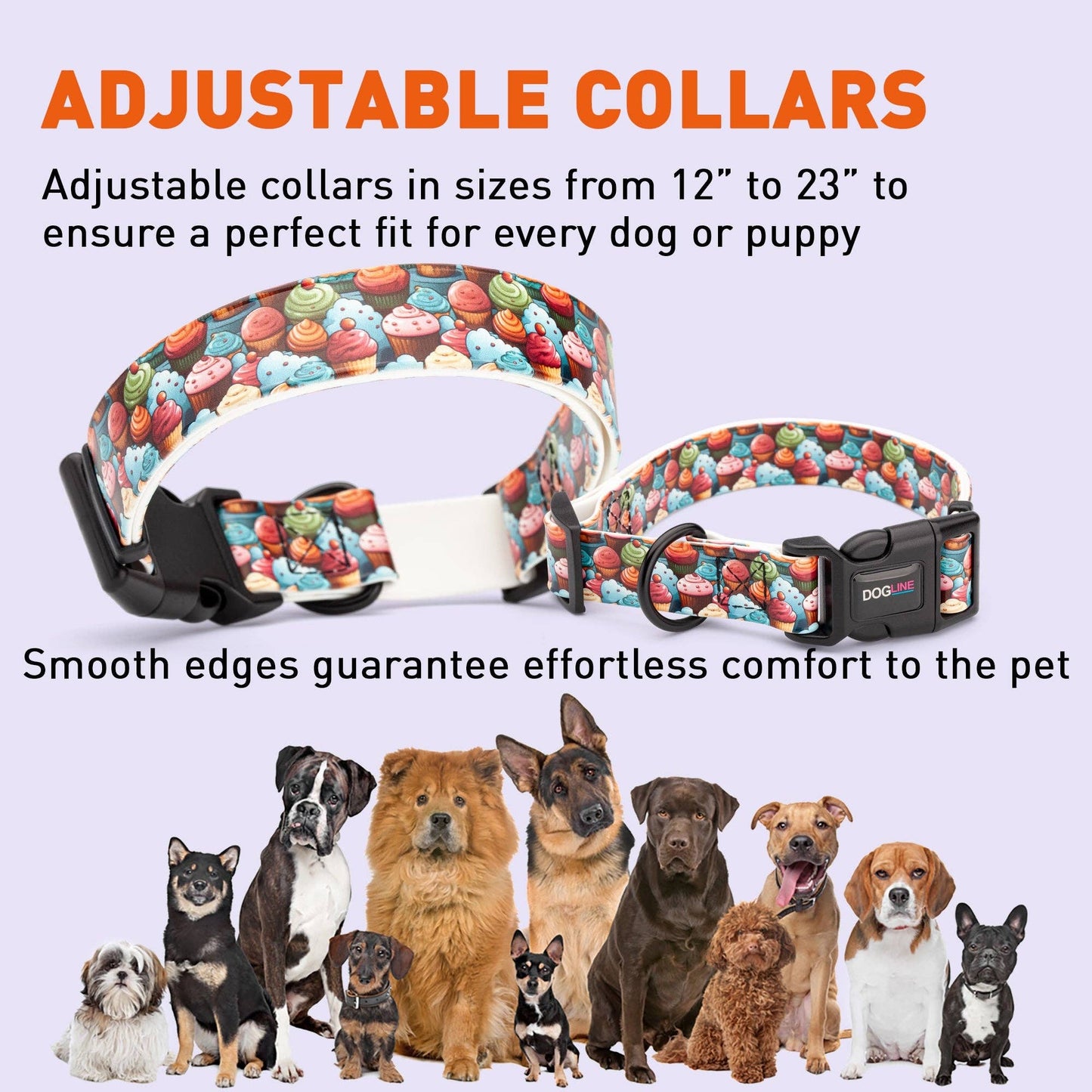 Dogline Biothane Printed Dog Collar with Quick Release Buckle: Sunflowers / W 3/4"  L 12"-19"