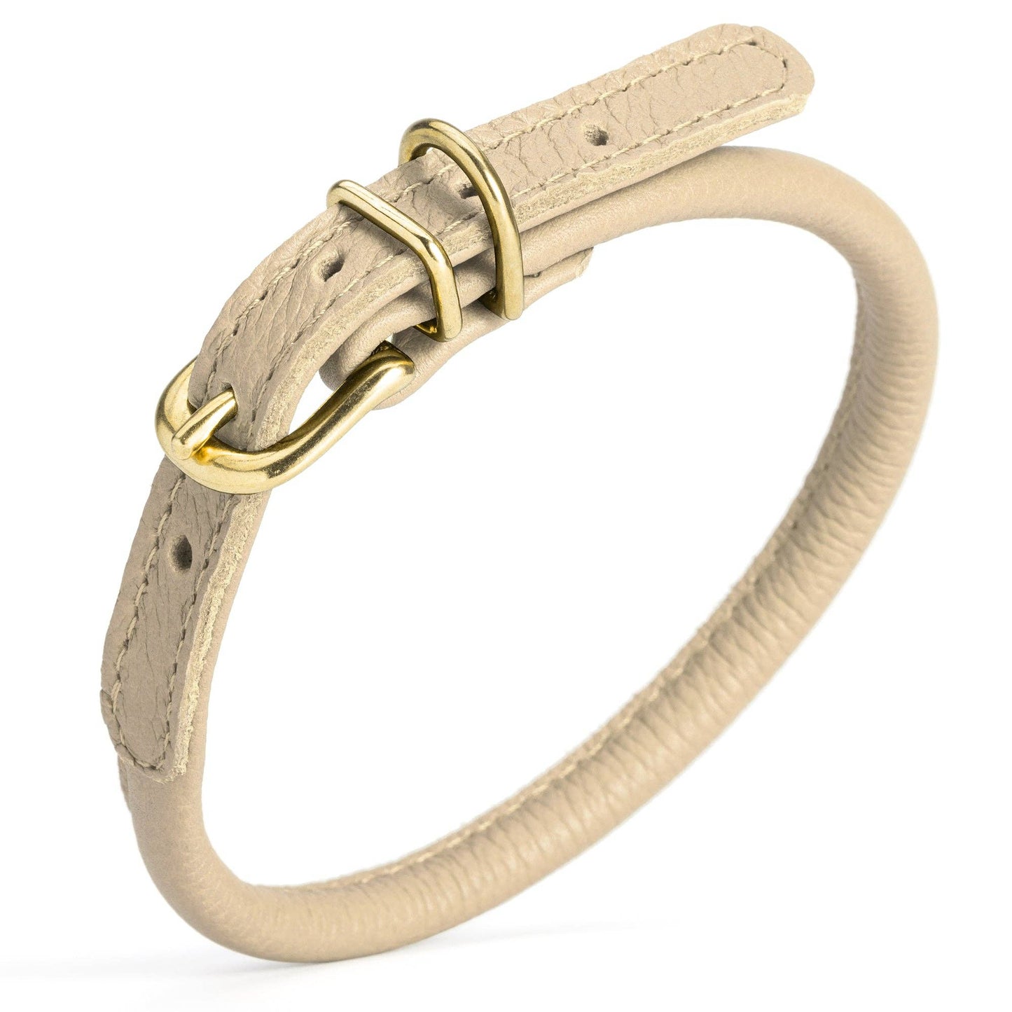 Soft Rolled Leather Dog Collar with Brass Hardware: Black / 13-16" / 1/3"