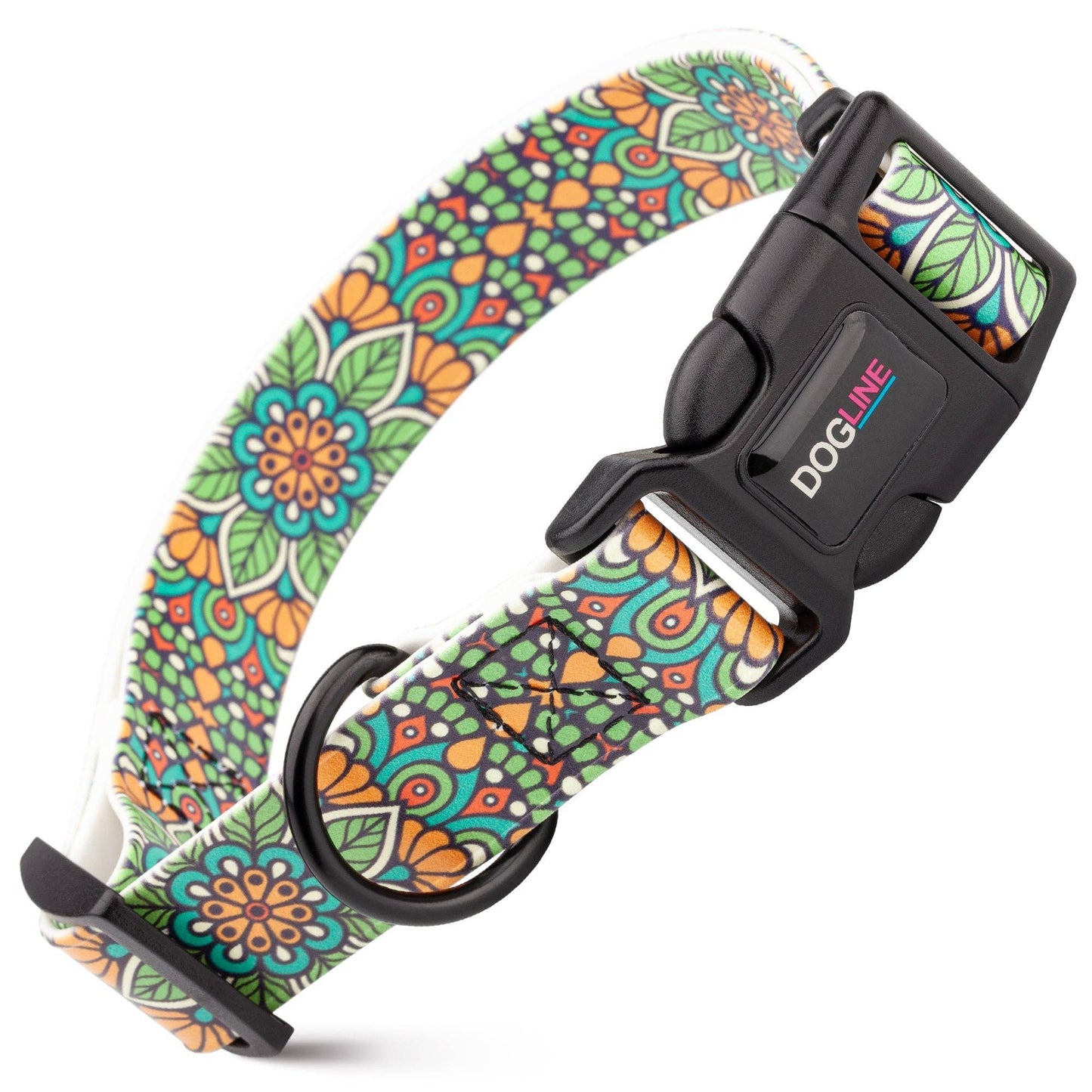 Dogline Biothane Printed Dog Collar with Quick Release Buckle: Sunflowers / W 3/4"  L 12"-19"