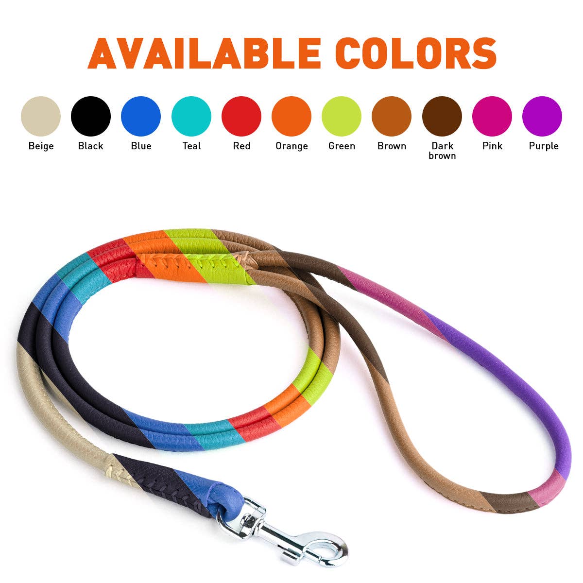 Soft Leather Round Lead: Royal Blue / 4' / 1/4"