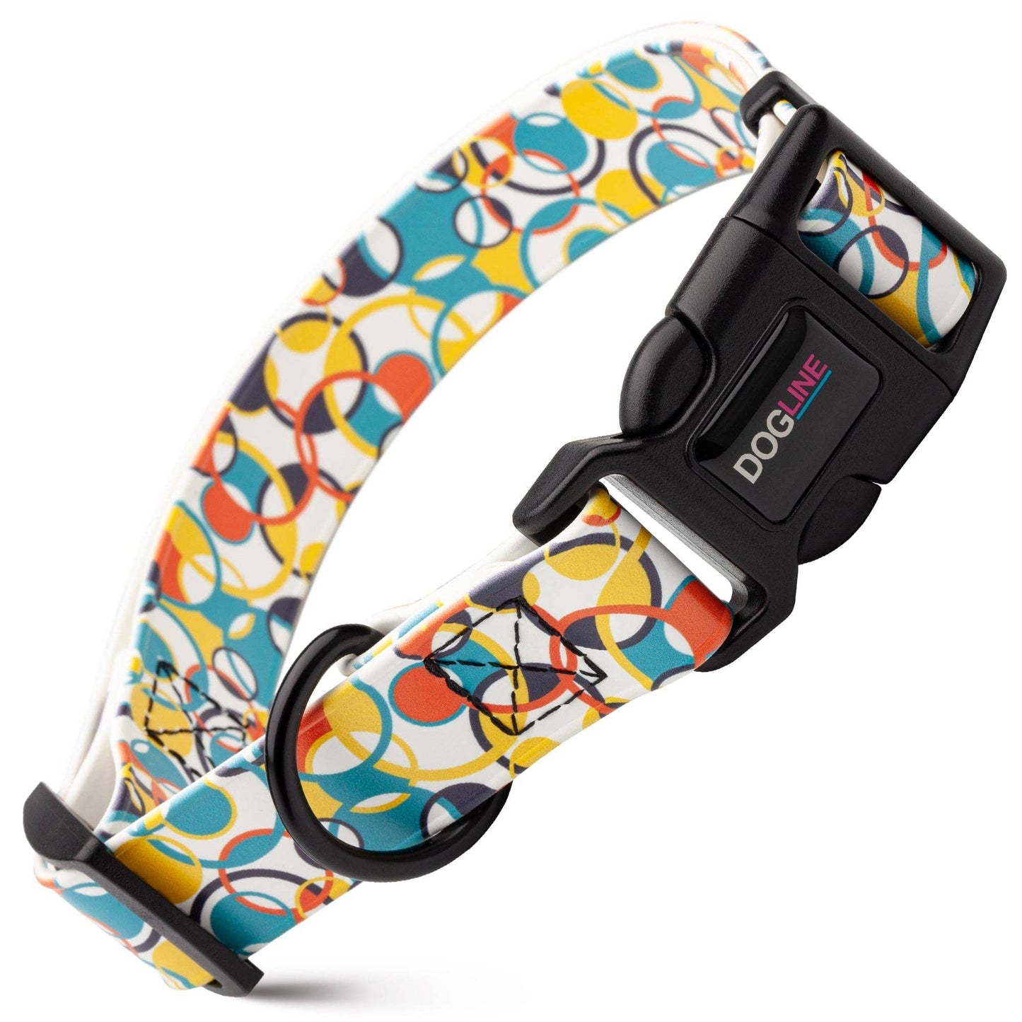Dogline Biothane Printed Dog Collar with Quick Release Buckle: Sunflowers / 1"W by 15-23"L