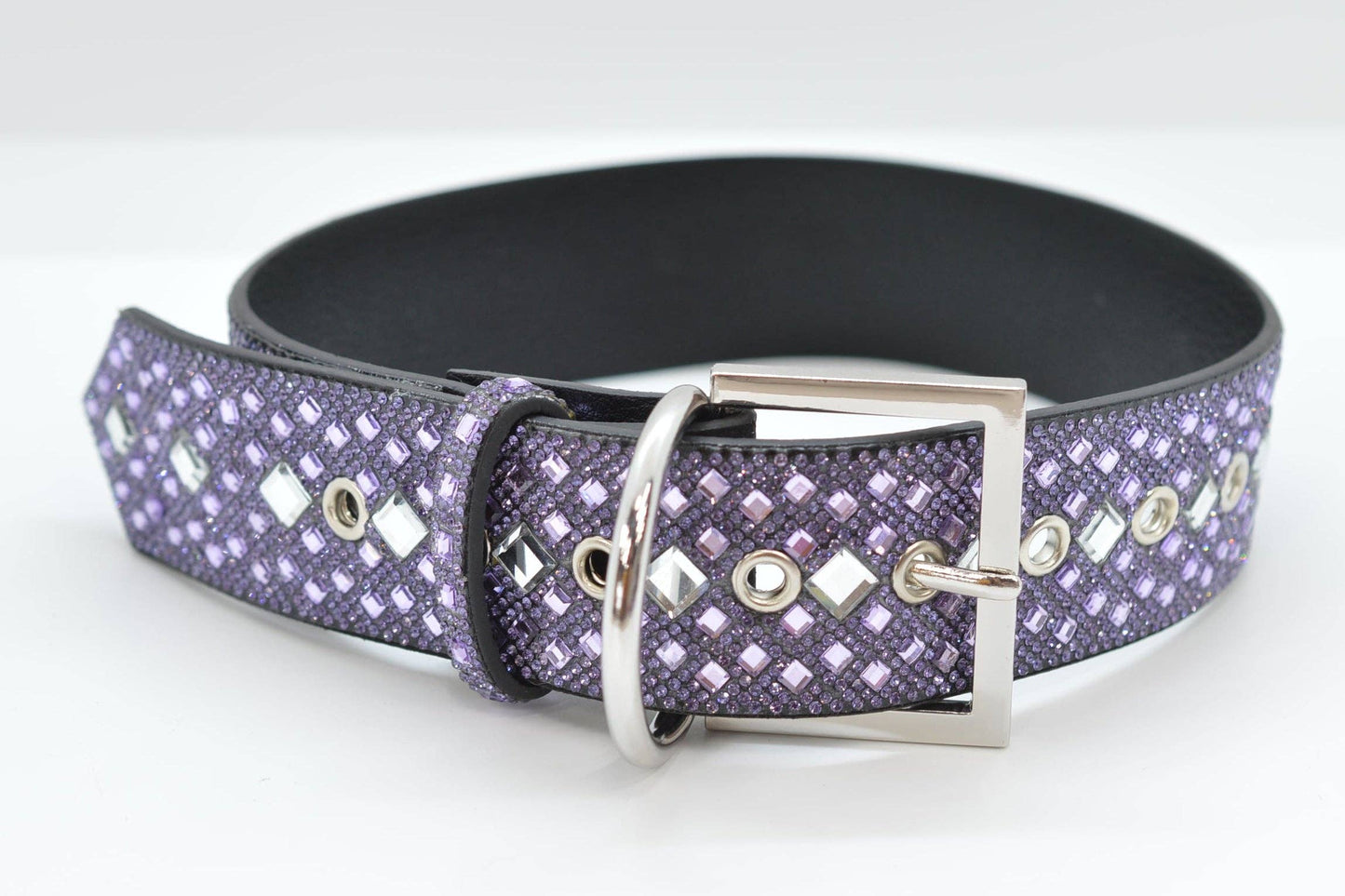 Purple Rhinestone Dog Collar: Large