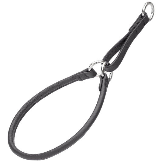 Soft Leather Round Martingale Collar for Dogs: Black / 12" / 1/4"