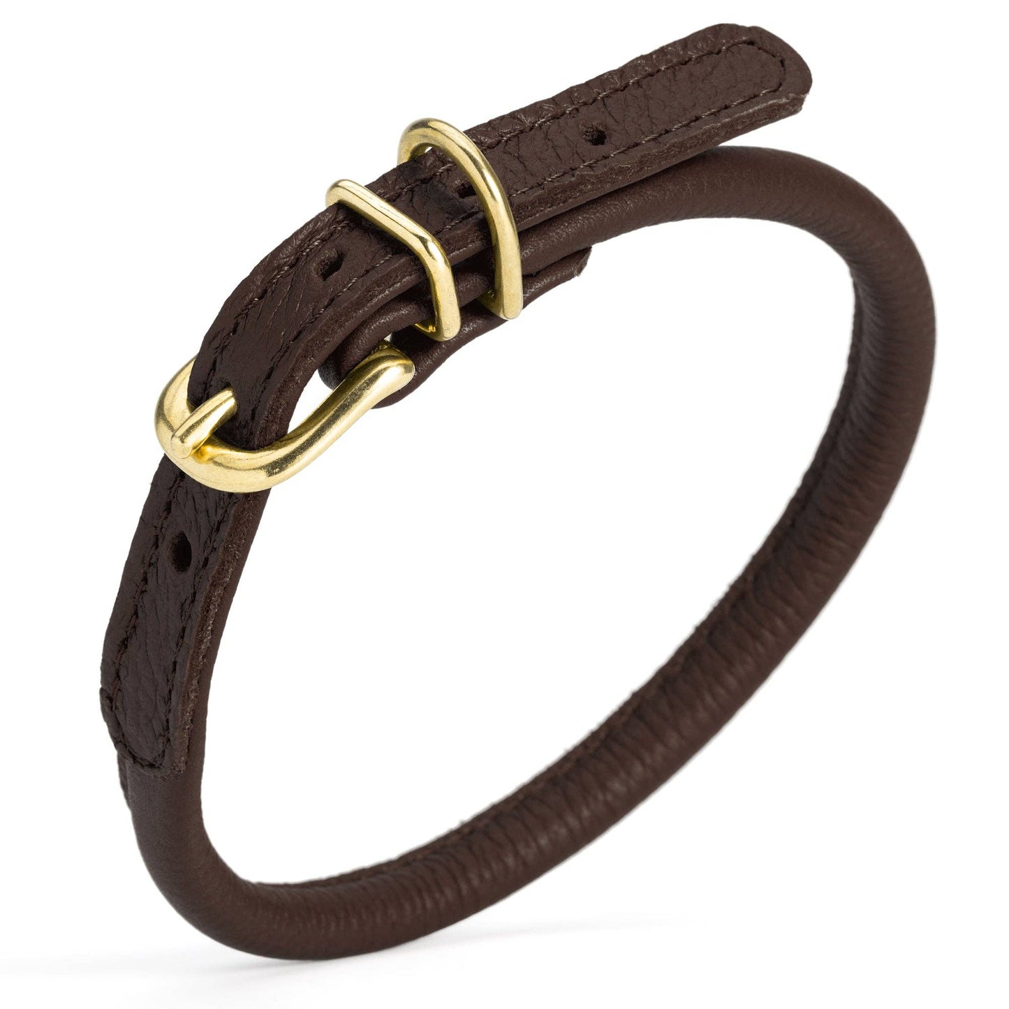 Soft Rolled Leather Dog Collar with Brass Hardware: Teal / 10-13" / 1/3"