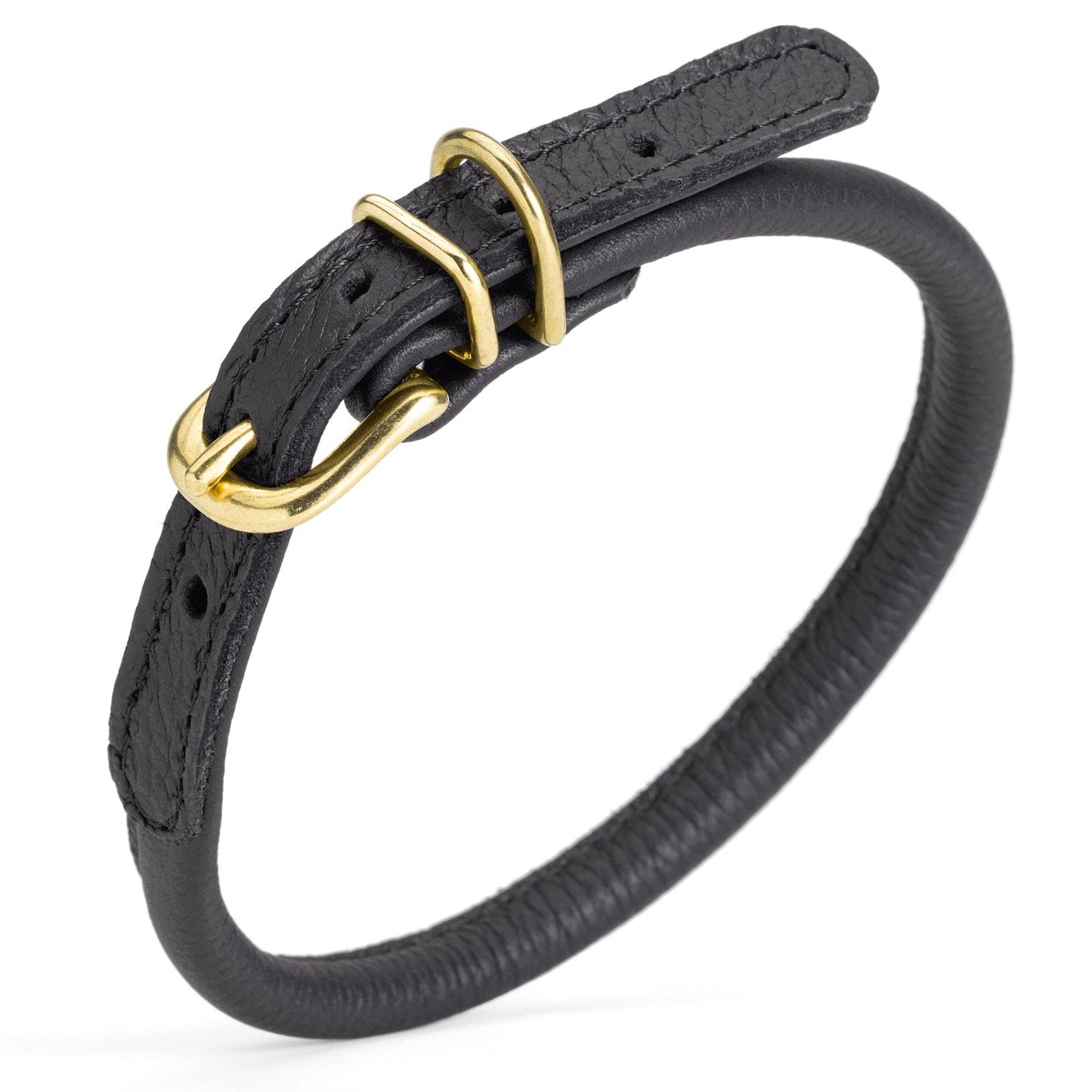 Soft Rolled Leather Dog Collar with Brass Hardware: Royal Blue / 10-13" / 1/3"