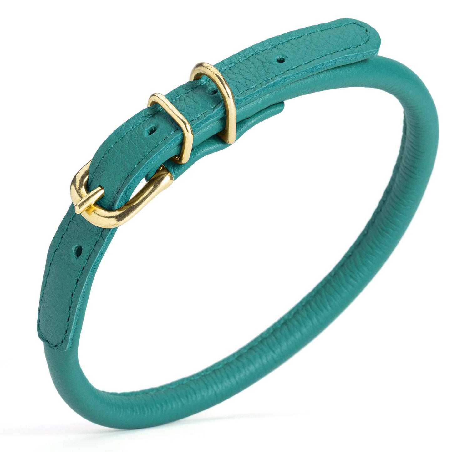 Soft Rolled Leather Dog Collar with Brass Hardware: Pink / 13-16" / 1/3"