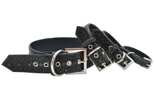 Black Rhinestone Dog Collar: Large