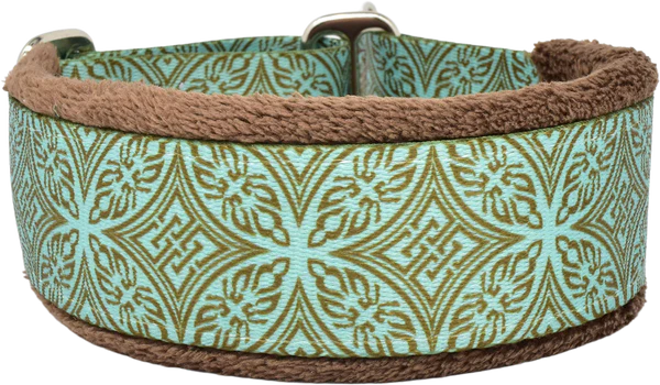 1.5" Teal & Chocolate Lattice Everyday Limited Slip Collar