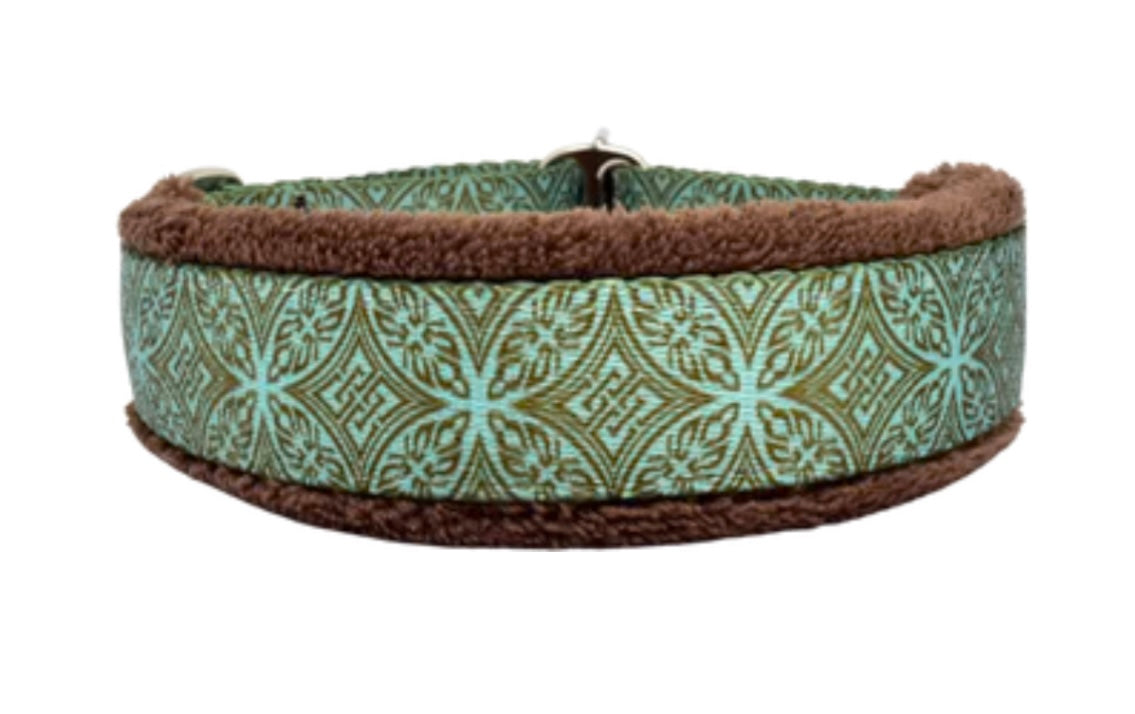 1" Teal & Chocolate Lattice Everyday Limited Slip Collar
