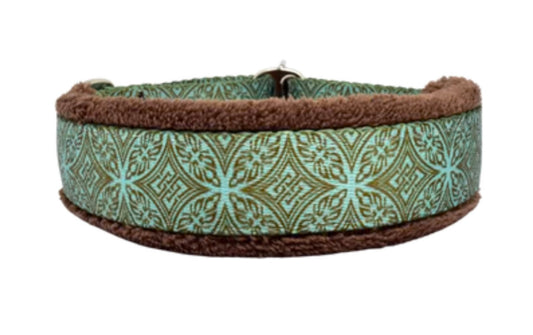 1" Teal & Chocolate Lattice Everyday Limited Slip Collar