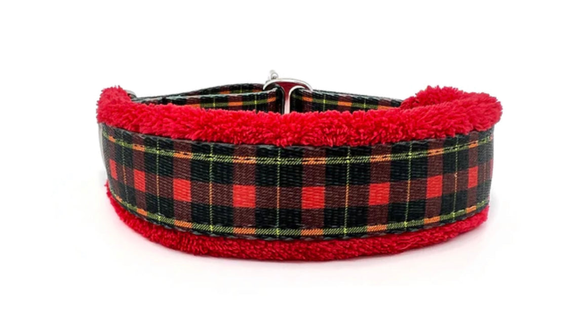 1" Red Plaid Everyday Limited Slip Collar