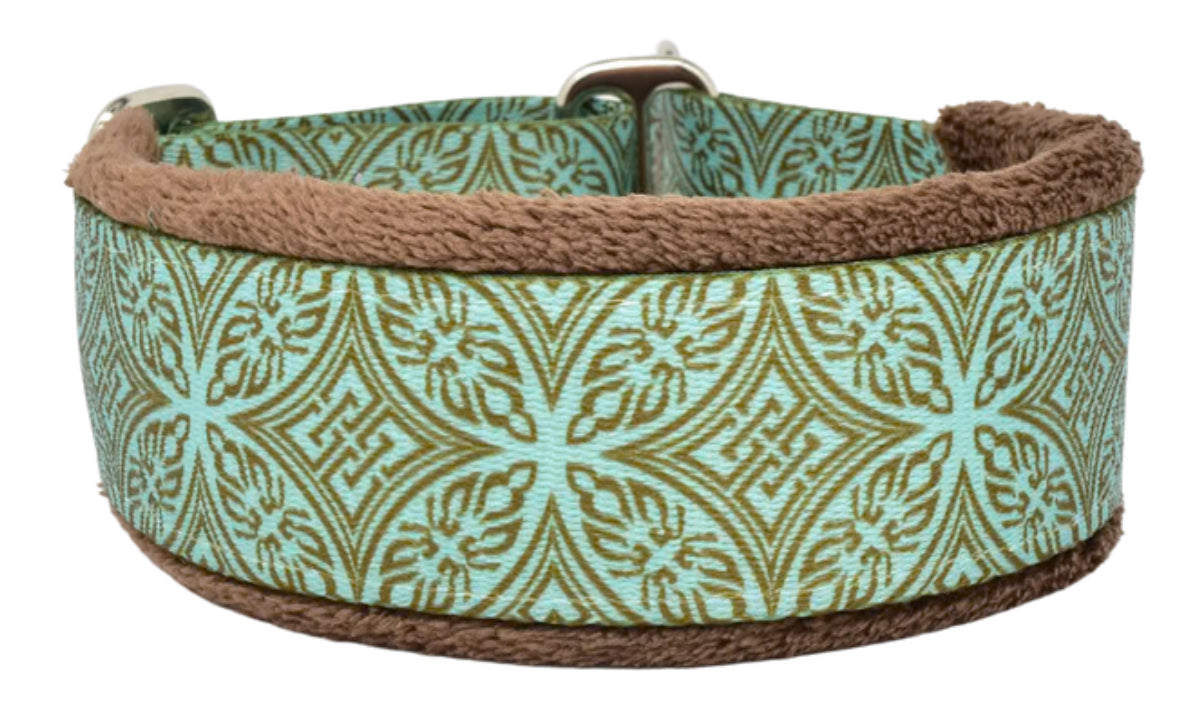 1.5" Teal & Chocolate Lattice Everyday Limited Slip Collar