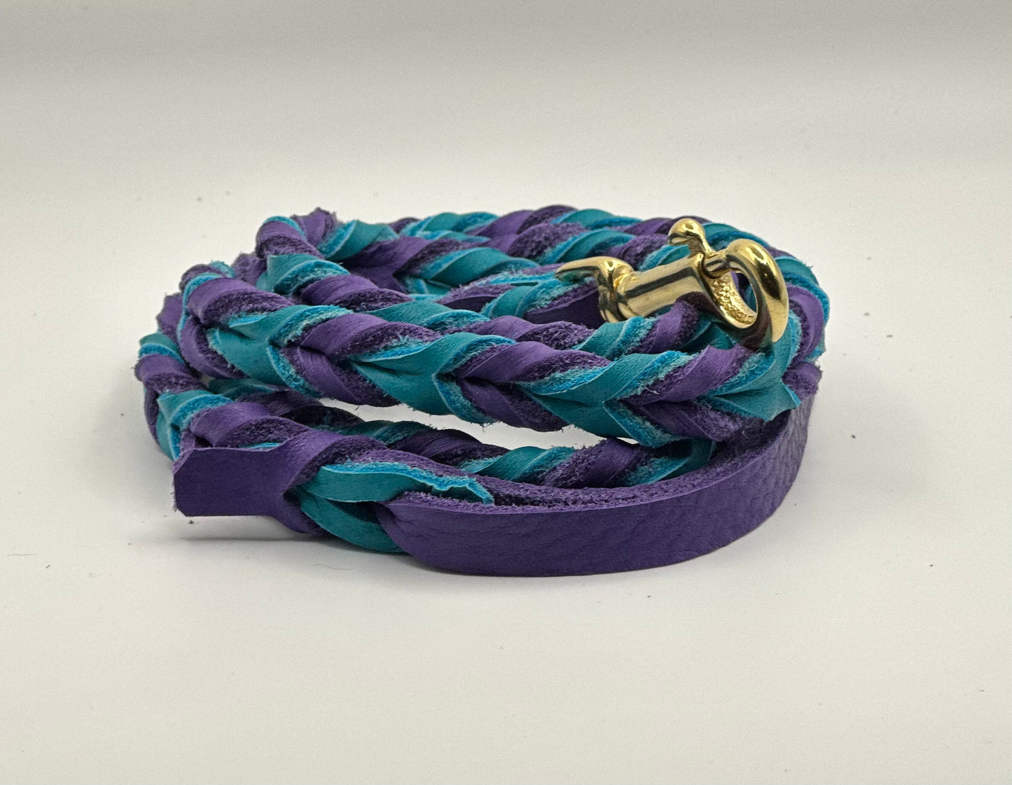 1/2” Bullhide braided leather leash (message me for the metallic color choice available)