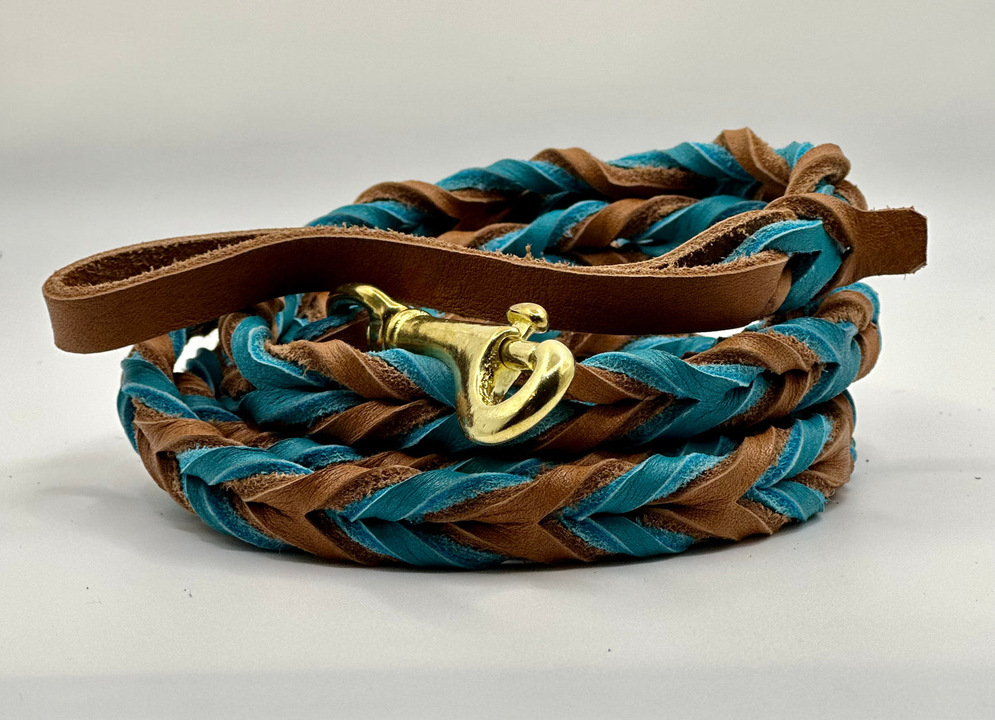 1/2” Bullhide braided leather leash (message me for the metallic color choice available)