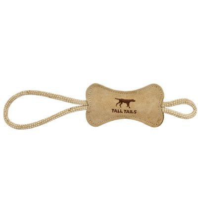 NATURAL LEATHER BONE TUG TOY