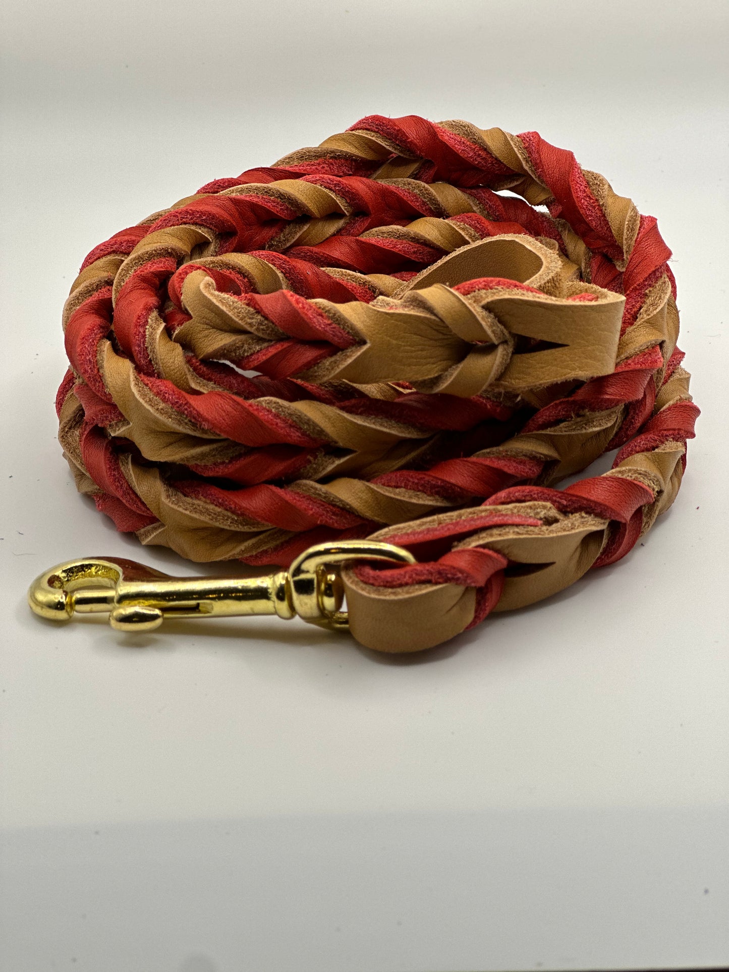 1/2” Bullhide braided leather leash (message me for the metallic color choice available)