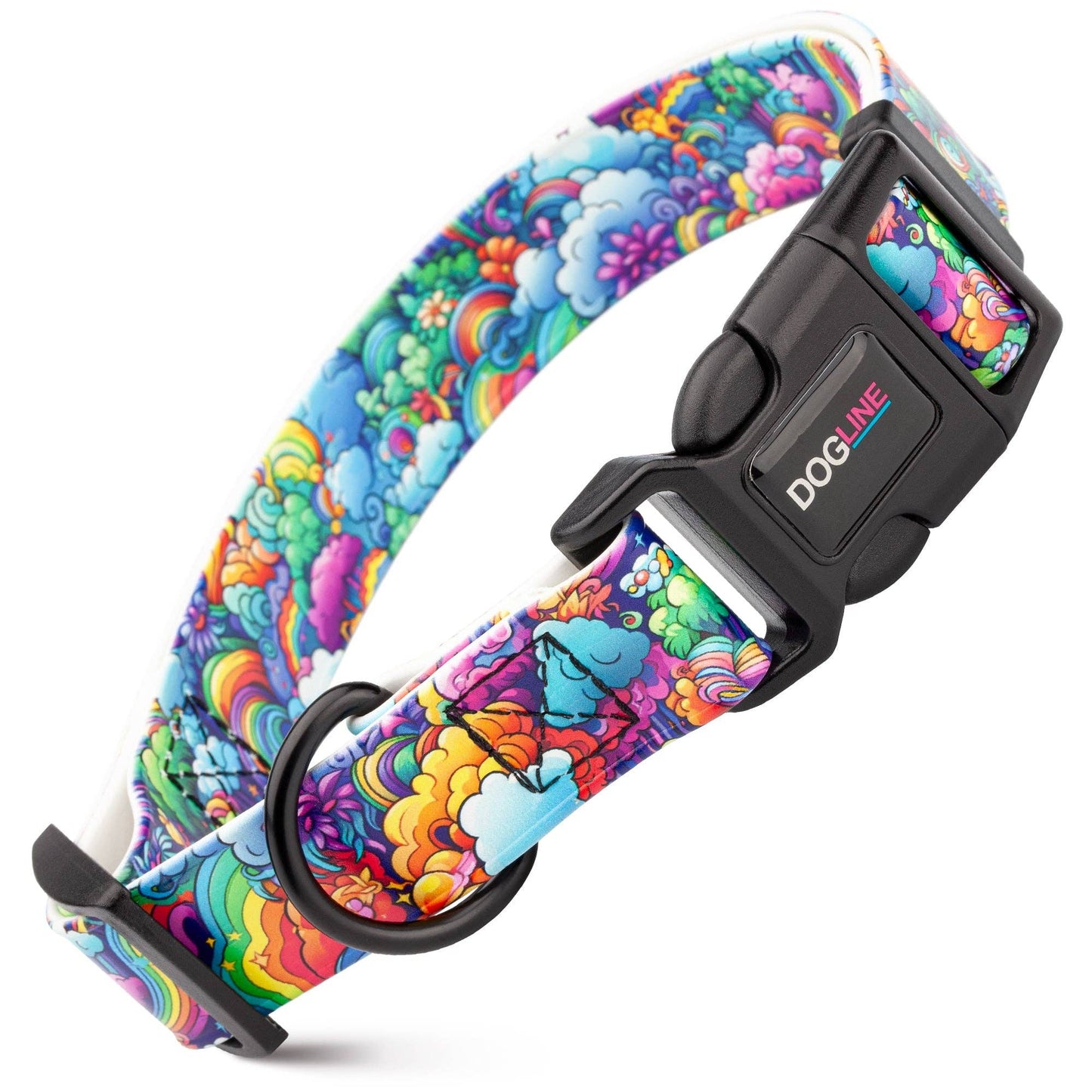 Dogline Biothane Printed Dog Collar with Quick Release Buckle: Sunflowers / W 3/4"  L 12"-19"