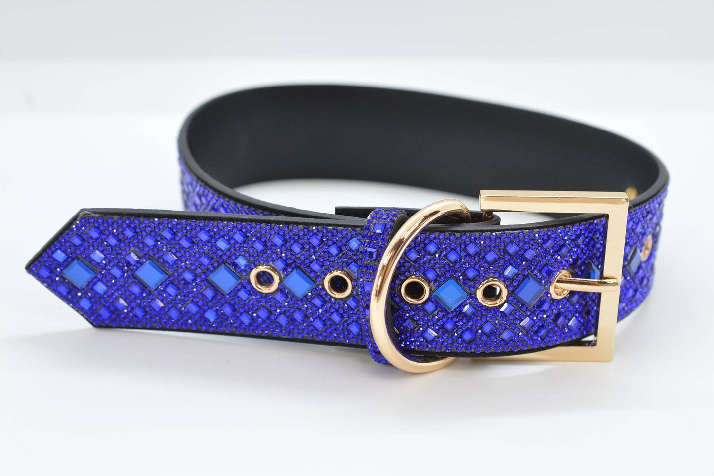 Royal Blue Rhinestone Dog Collar: Medium