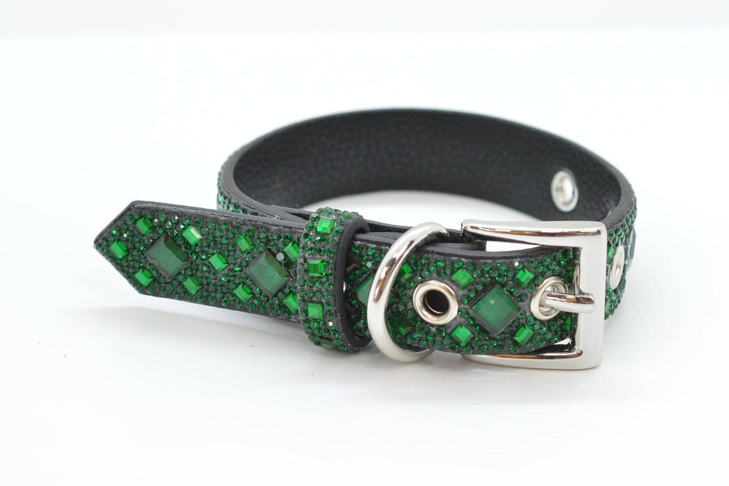 Green Rhinestone Dog Collar: Small