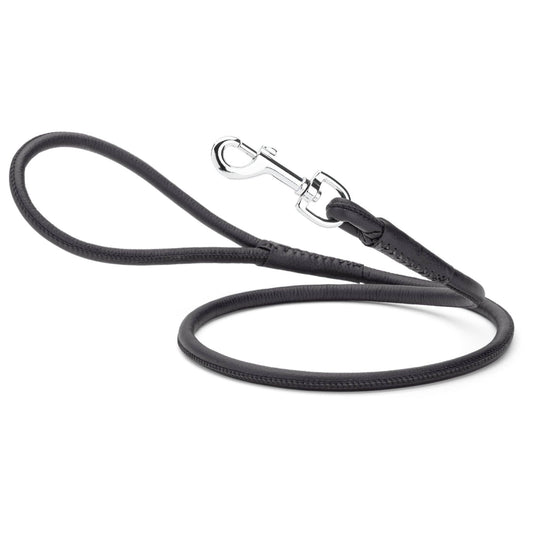 Soft Leather Round Lead: Black / 4' / 1/4"
