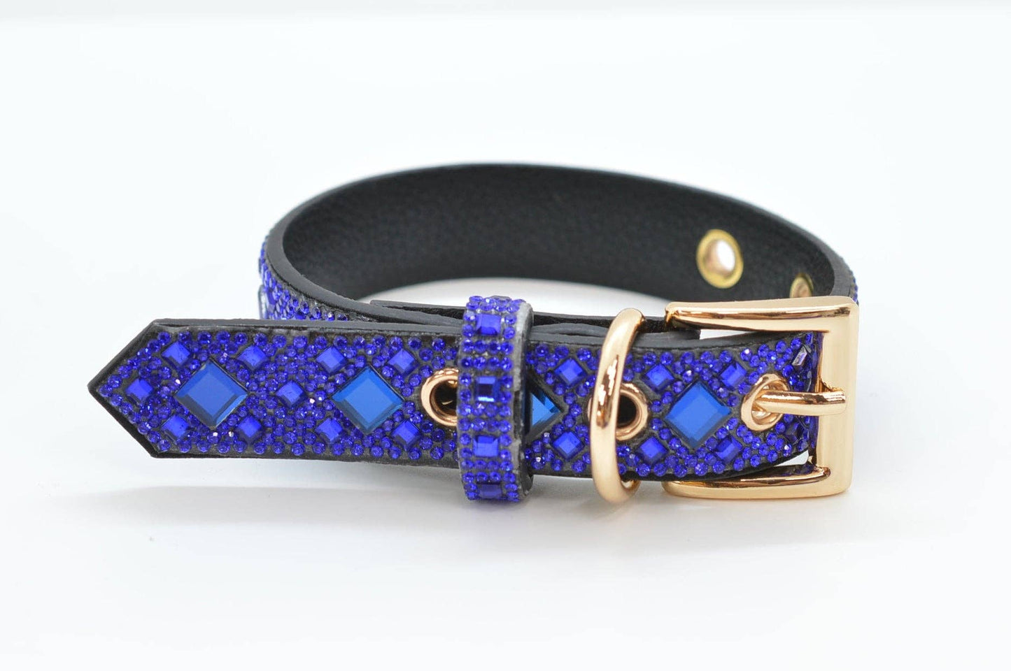 Royal Blue Rhinestone Dog Collar: Large