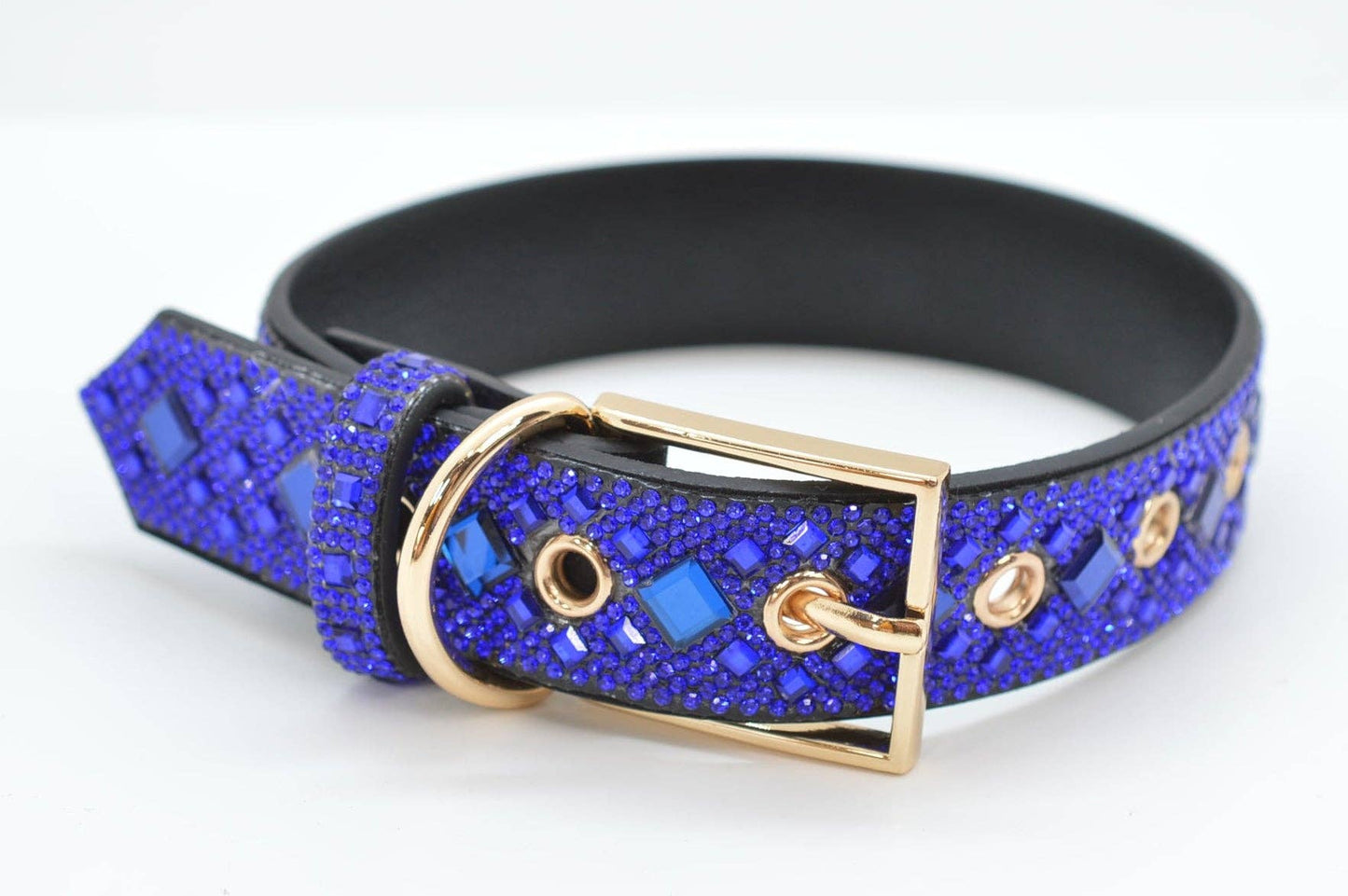 Royal Blue Rhinestone Dog Collar: Large