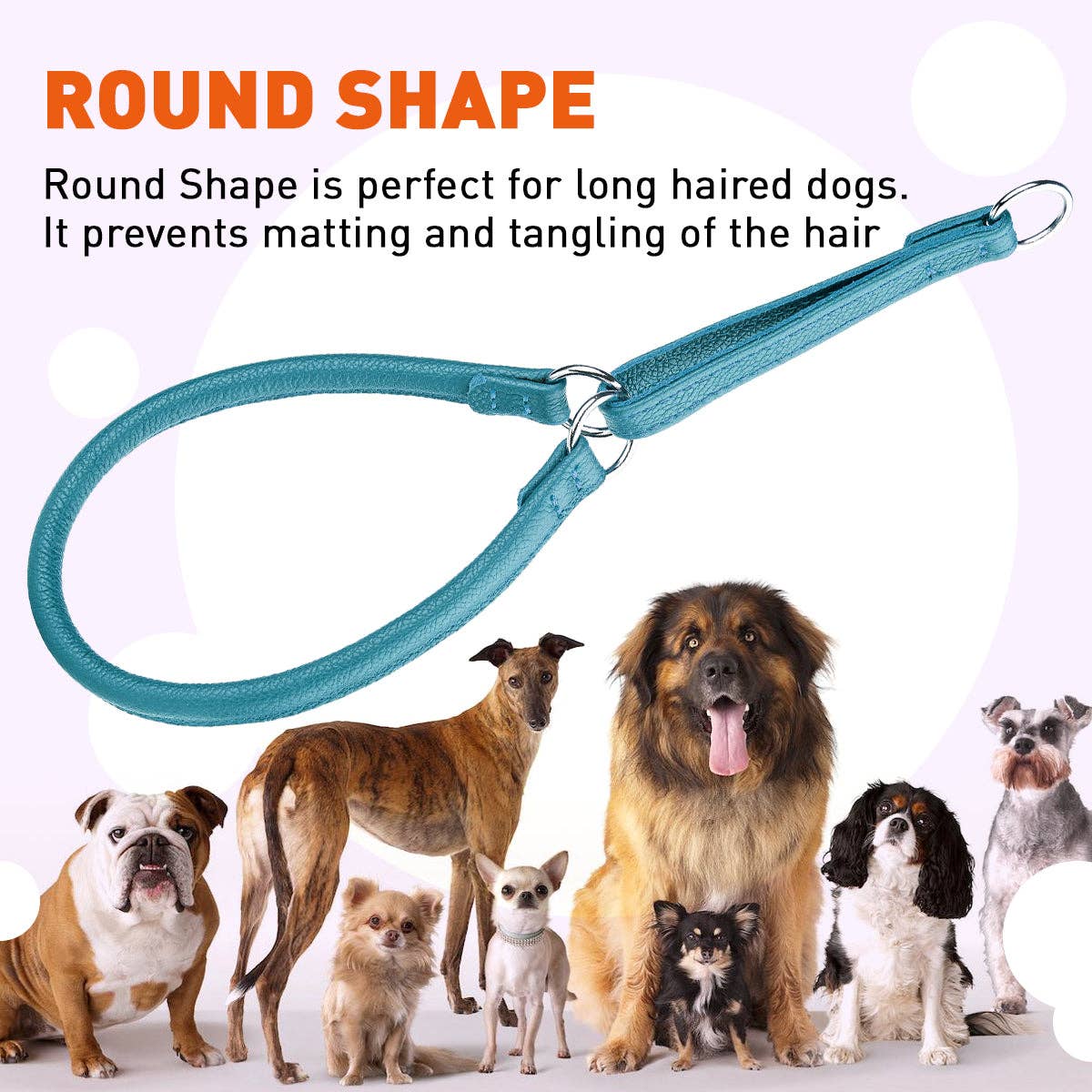 Soft Leather Round Martingale Collar for Dogs: Red / 12" / 1/4"