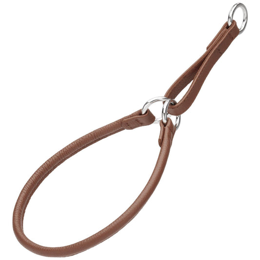 Soft Leather Round Martingale Collar for Dogs: Brown / 12" / 1/4"