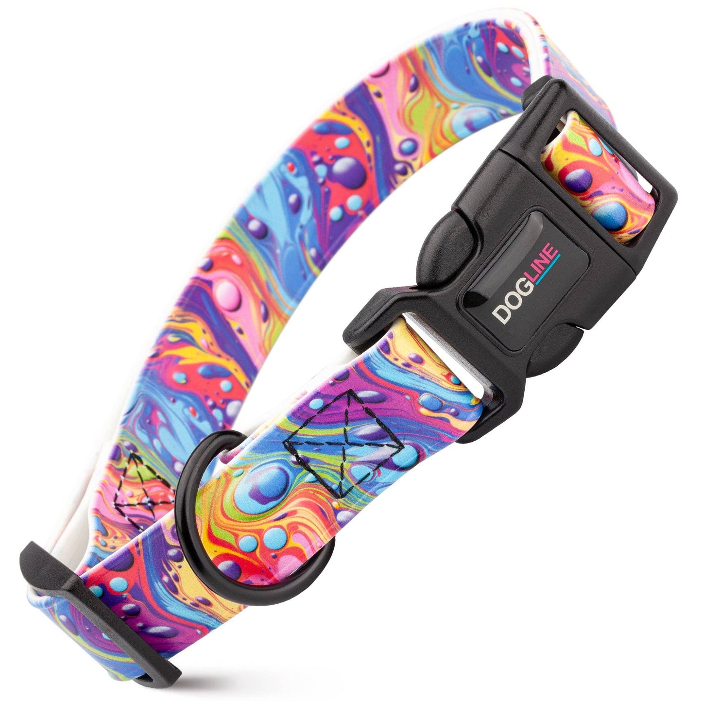 Dogline Biothane Printed Dog Collar with Quick Release Buckle: Sunflowers / 1"W by 15-23"L