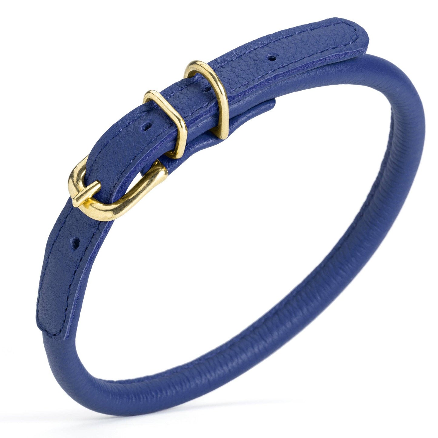Soft Rolled Leather Dog Collar with Brass Hardware: Black / 10-13" / 1/3"