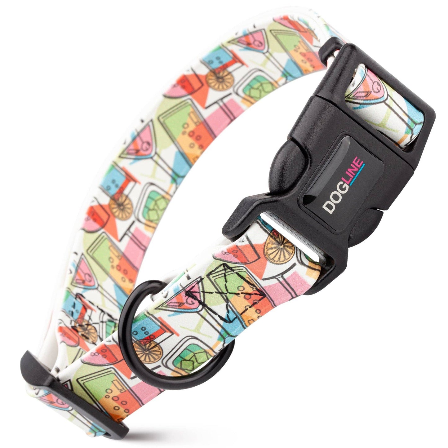 Dogline Biothane Printed Dog Collar with Quick Release Buckle: Sunflowers / 1"W by 15-23"L