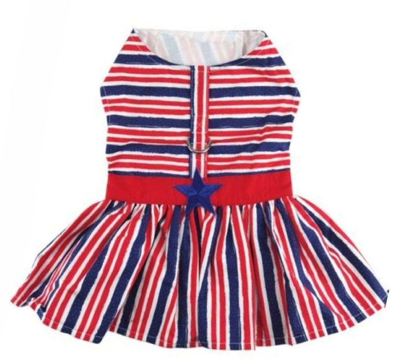 Patriotic Dog Dress with Matching Leash: Medium