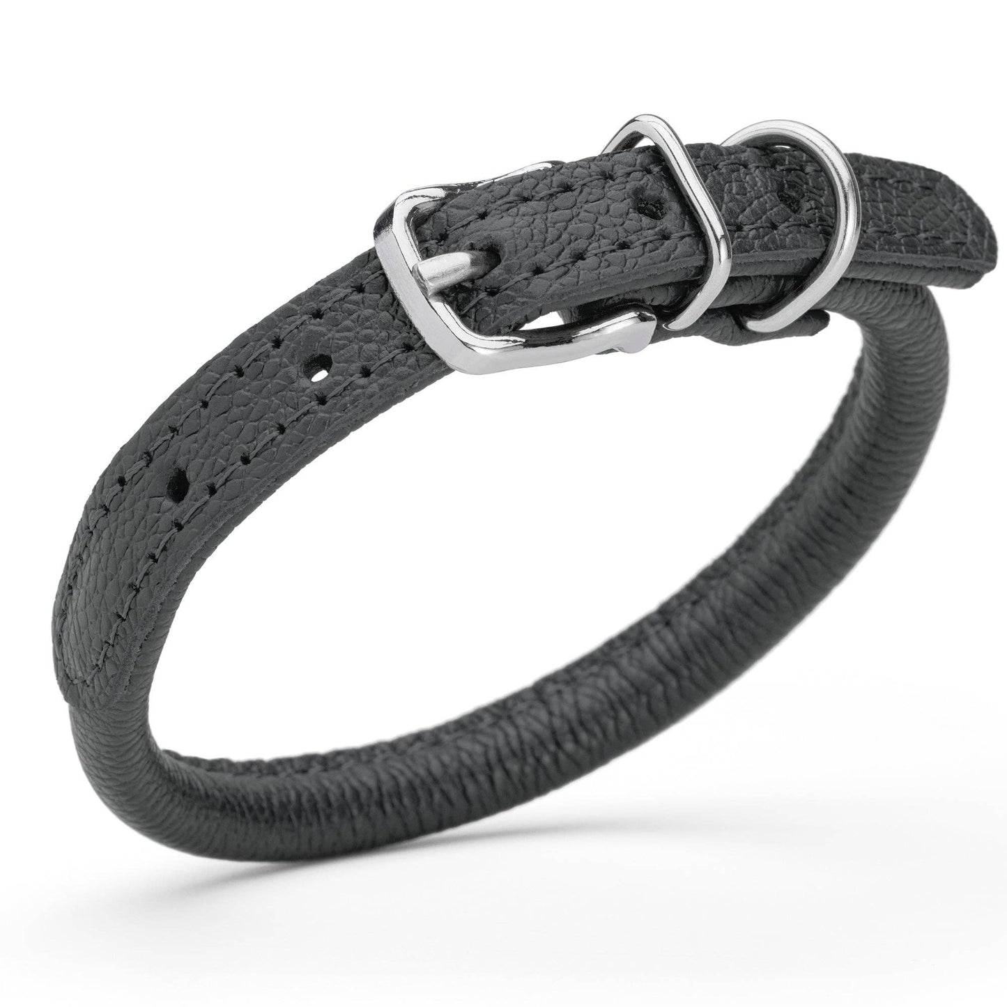 Soft Leather Collar Round: Dark Brown / 6-8" / 1/4"