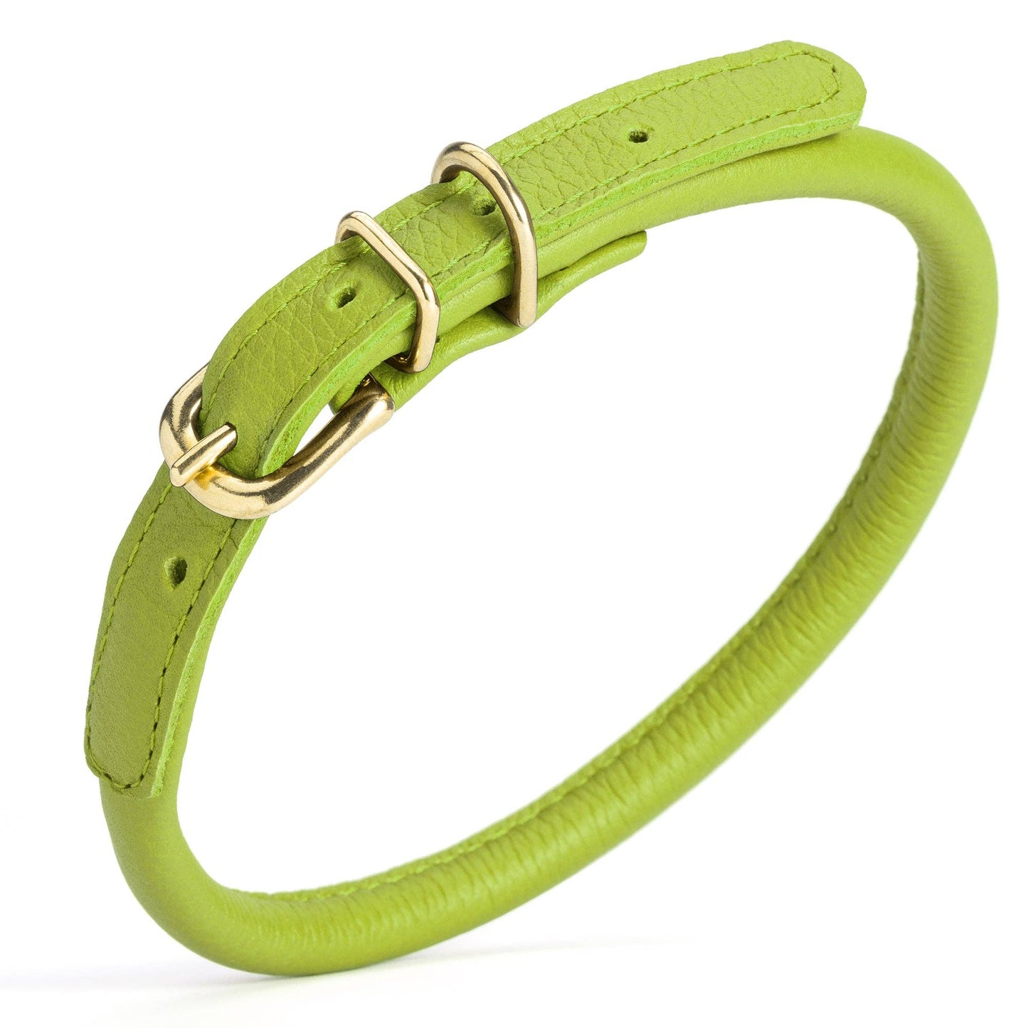 Soft Rolled Leather Dog Collar with Brass Hardware: Royal Blue / 10-13" / 1/3"