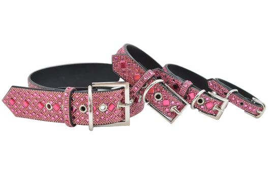Pink Rhinestone Dog Collar: Medium